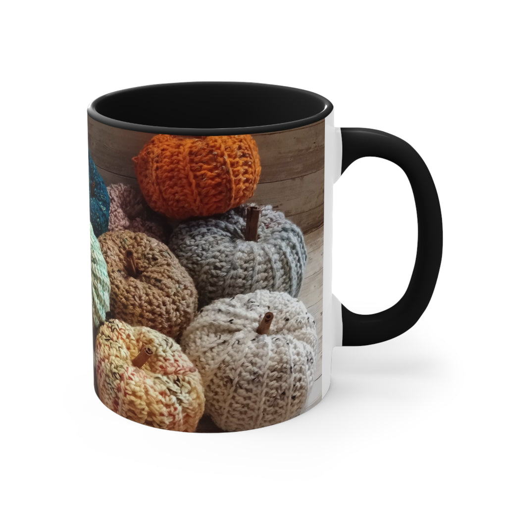Crocheted Pumpkin Accent Mug — Cozy Fall Coffee Cup