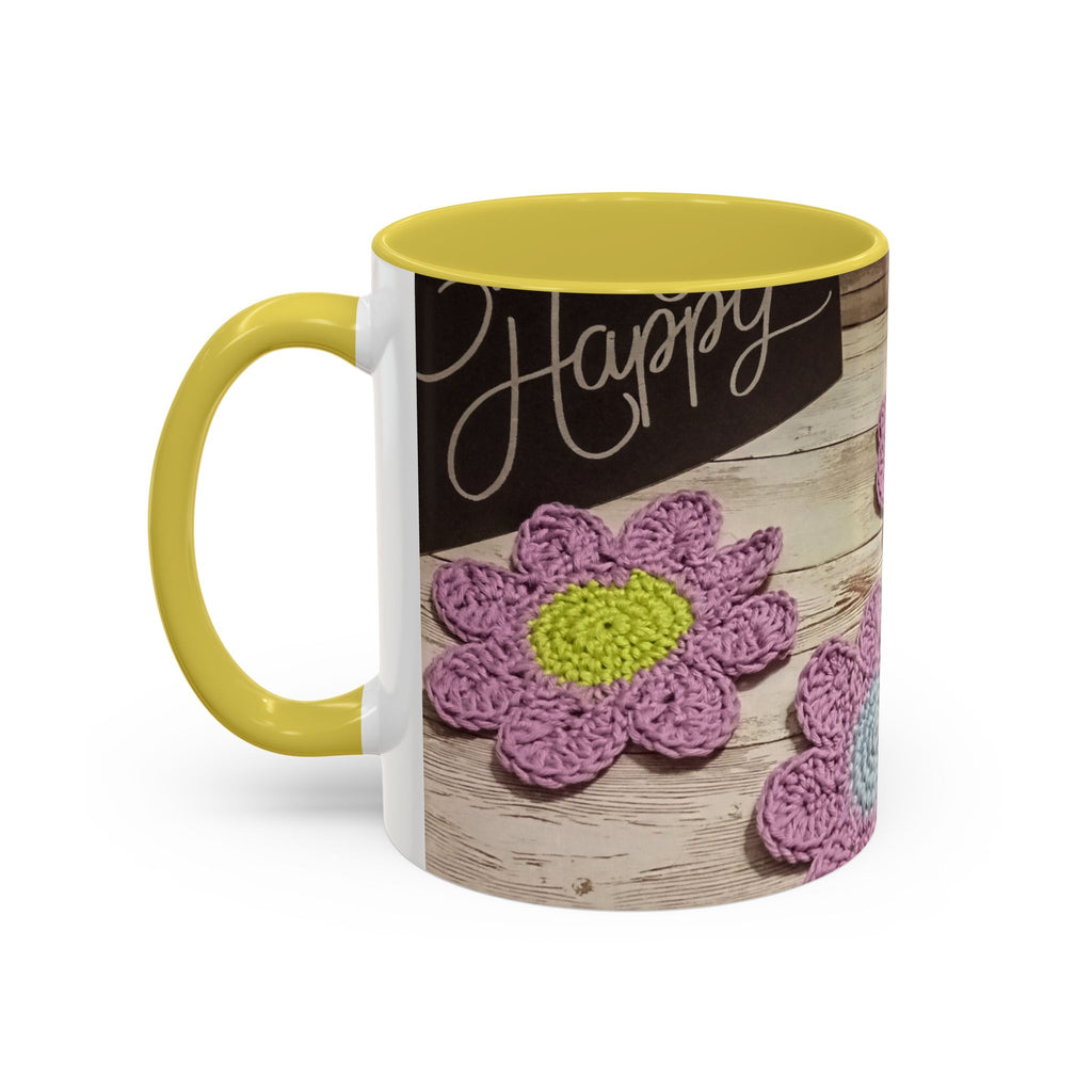 Crochet Flower Mug — Colorful Handmade Floral 11oz/15oz Coffee Cup