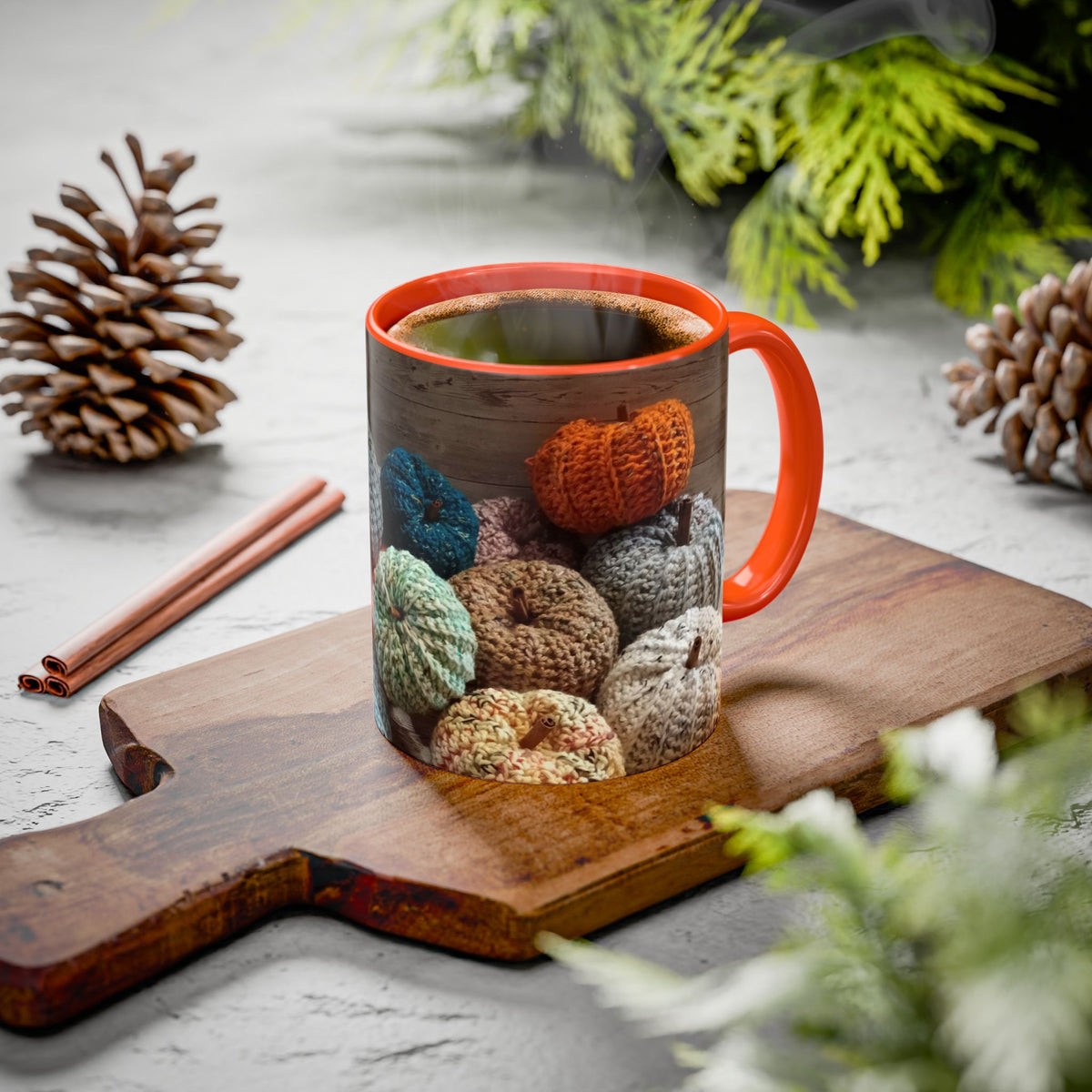 Crocheted Pumpkin Fall Mug – Cozy Autumn Coffee Cup (11oz/15oz)