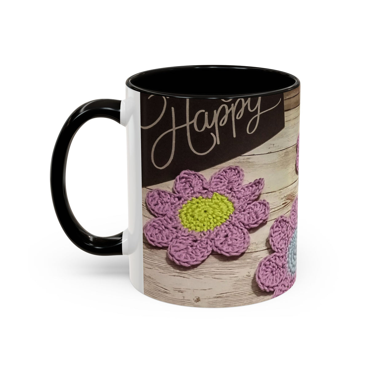 Crochet Flower Mug — Colorful Handmade Floral 11oz/15oz Coffee Cup