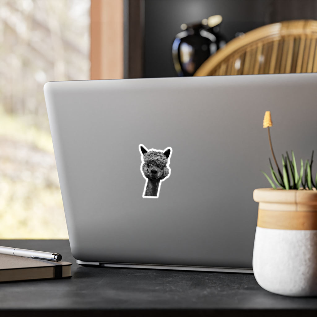 Alpaca Head Kiss-Cut Vinyl Decal – Black & White Funny Llama Sticker for Laptops, Water Bottles & Car Windows