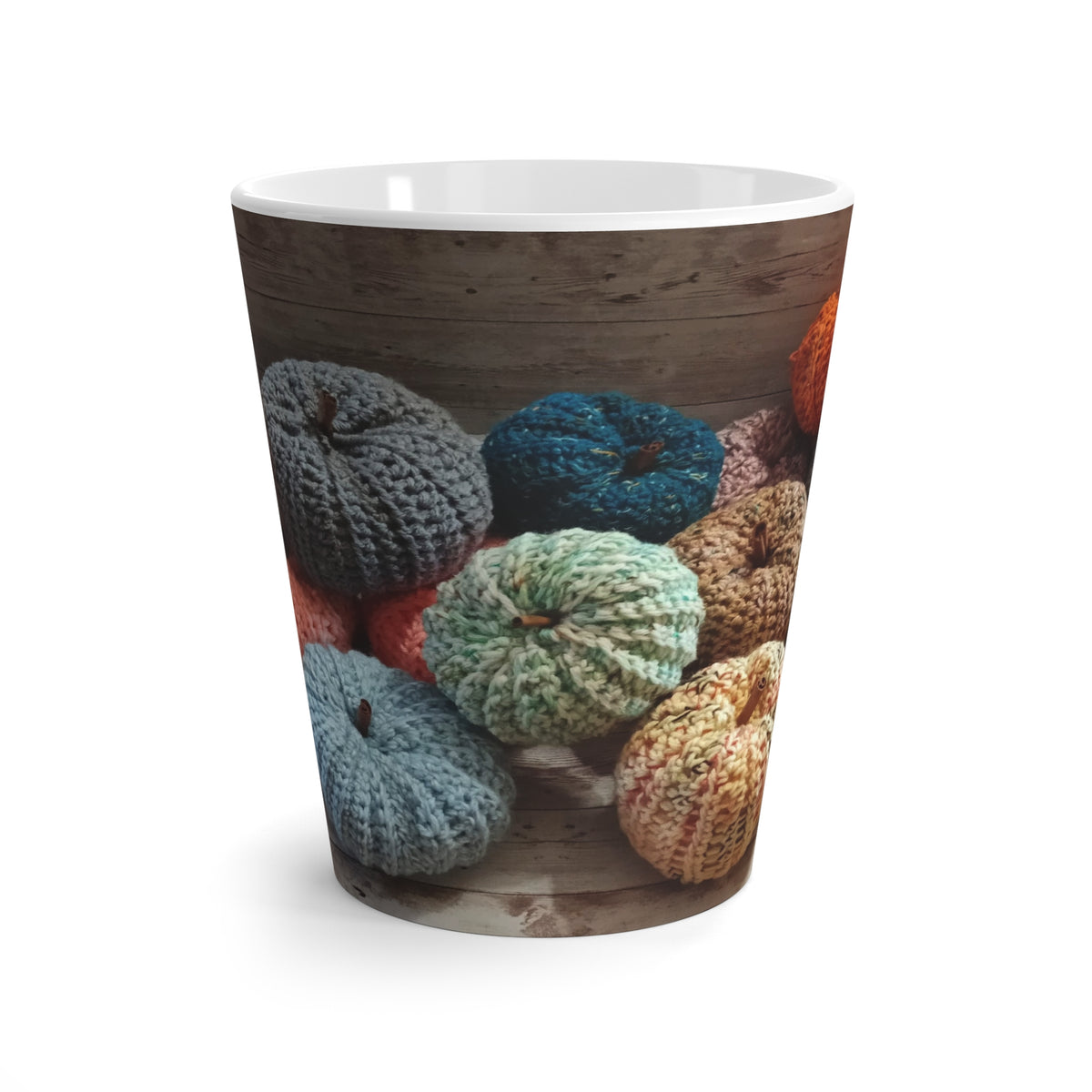 Crochet Pumpkin Latte Mug — Cozy Autumn Fall Coffee Cup