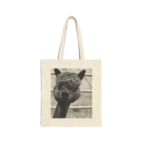Alpaca Photo Canvas Tote Bag – Vintage Black & White Alpaca LlamaTote