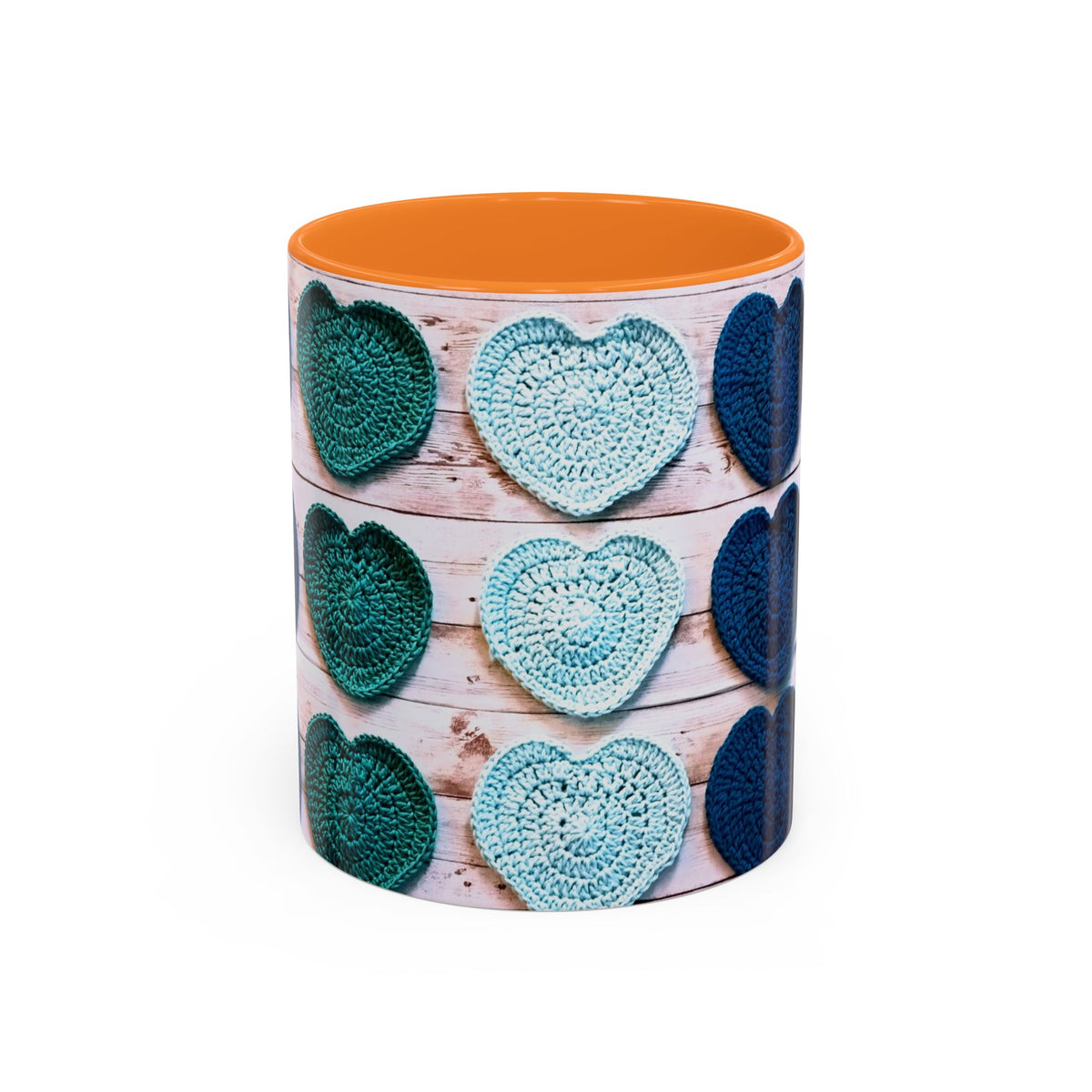 Blue Crochet Heart Mug — Colorful 11oz/15oz Ceramic Coffee Cup