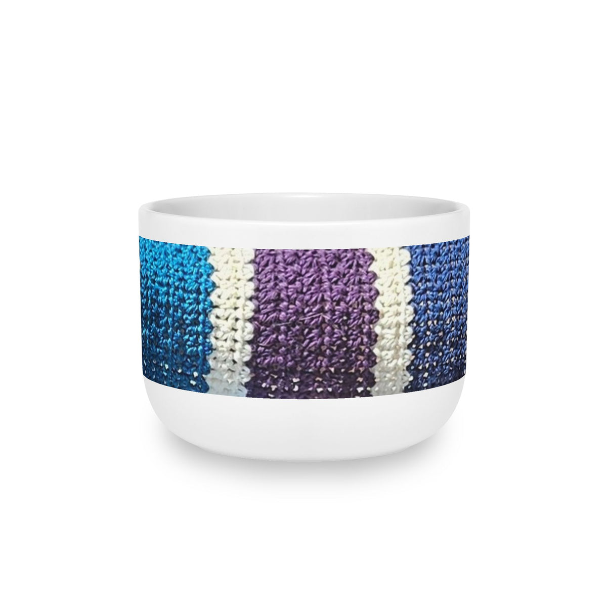 Blue Crochet Stripe Ceramic Latte Mug — 25oz Cozy Oversized Coffee Cup