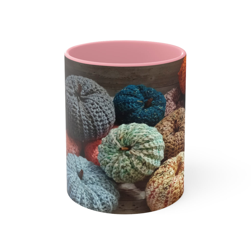 Crocheted Pumpkin Accent Mug — Cozy Fall Coffee Cup