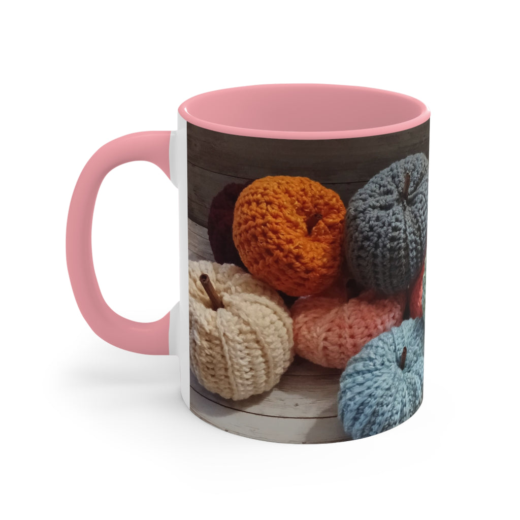 Crocheted Pumpkin Accent Mug — Cozy Fall Coffee Cup