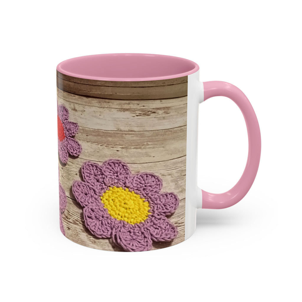Crochet Flower Mug — Colorful Handmade Floral 11oz/15oz Coffee Cup