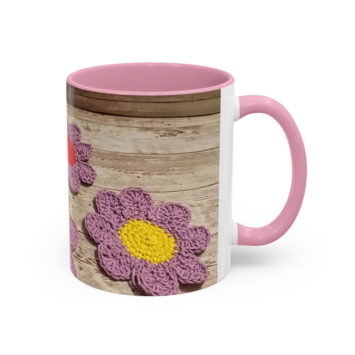 Crochet Flower Mug — Colorful Handmade Floral 11oz/15oz Coffee Cup