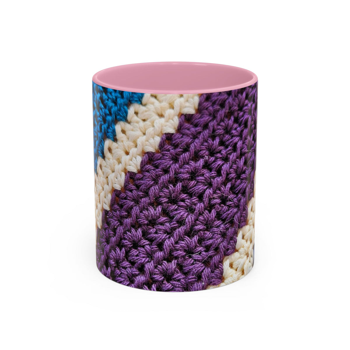 Cozy Crochet Pattern Coffee Mug — Colorful 11oz & 15oz Ceramic