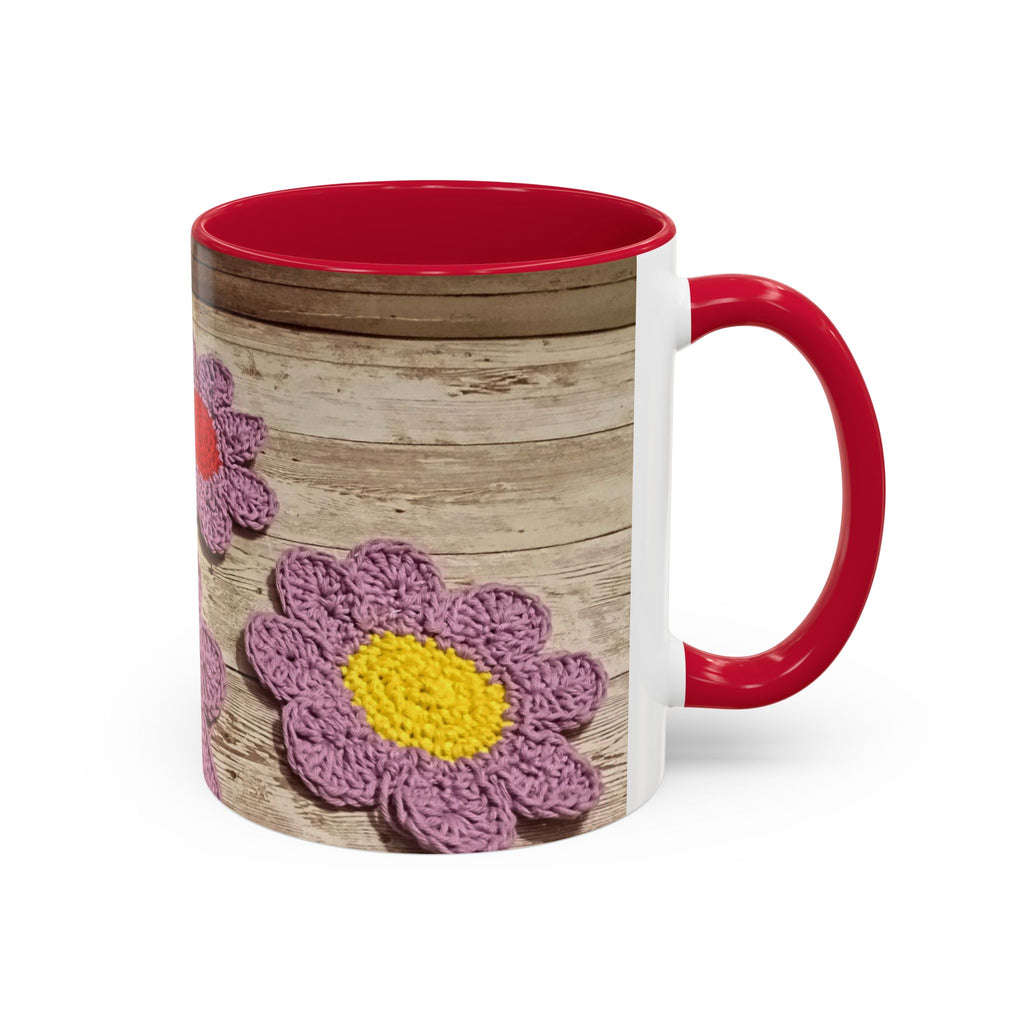 Crochet Flower Mug — Colorful Handmade Floral 11oz/15oz Coffee Cup