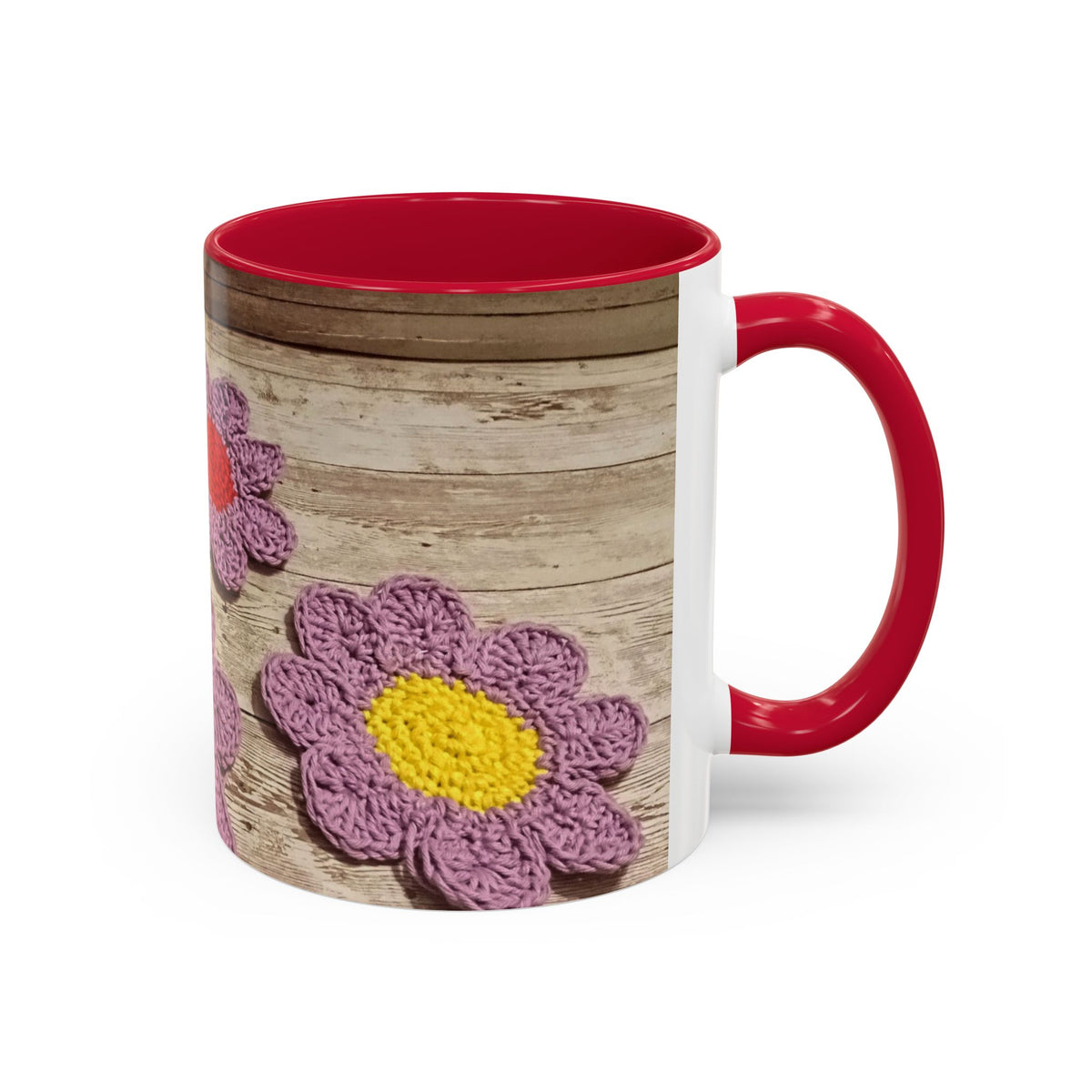 Crochet Flower Mug — Colorful Handmade Floral 11oz/15oz Coffee Cup