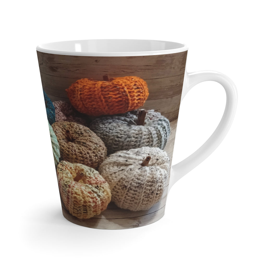 Crochet Pumpkin Latte Mug — Cozy Autumn Fall Coffee Cup
