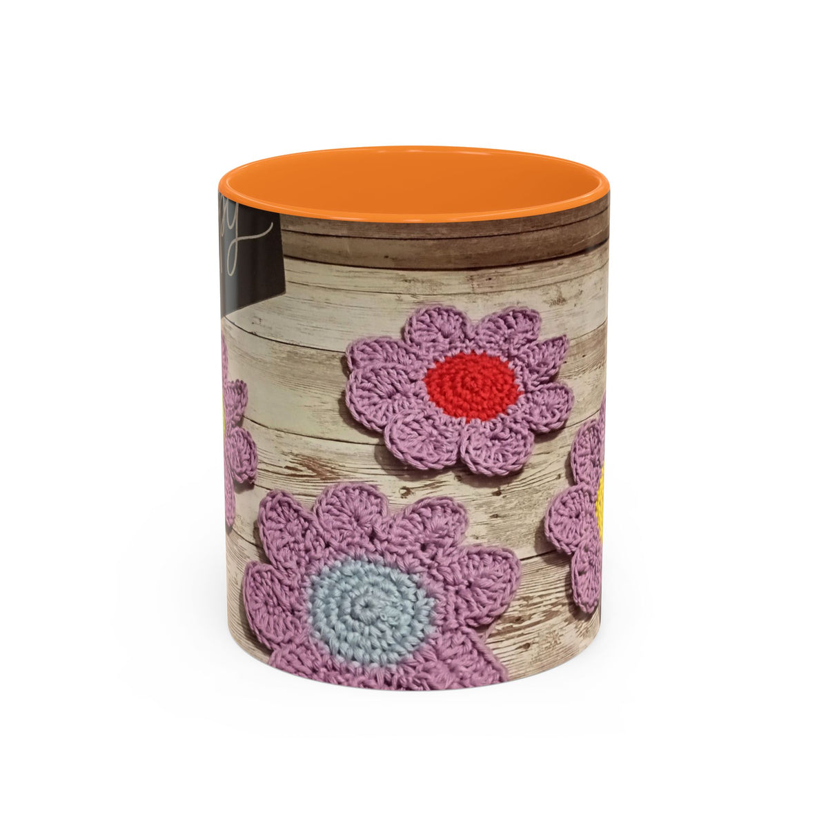Crochet Flower Mug — Colorful Handmade Floral 11oz/15oz Coffee Cup