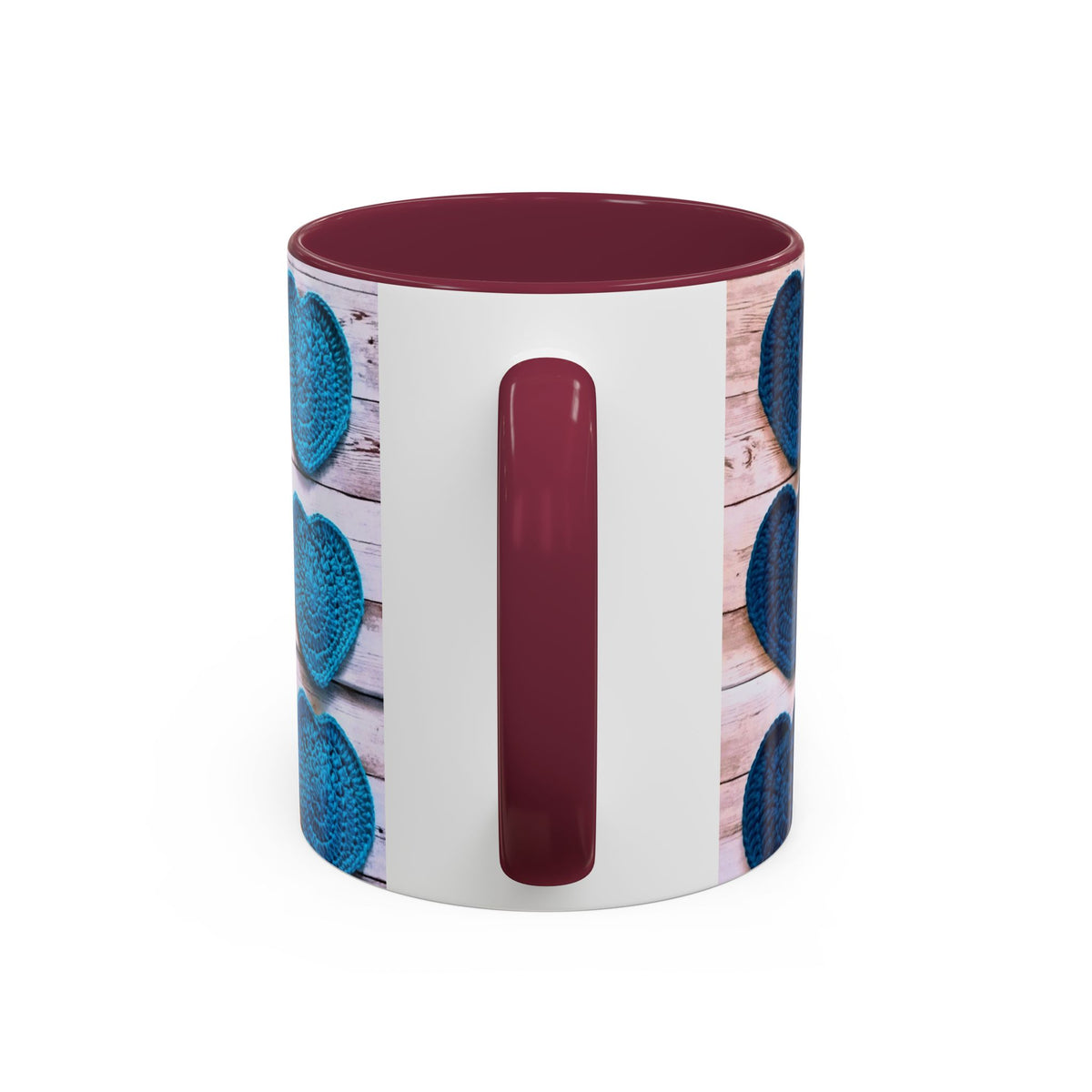 Blue Crochet Heart Mug — Colorful 11oz/15oz Ceramic Coffee Cup