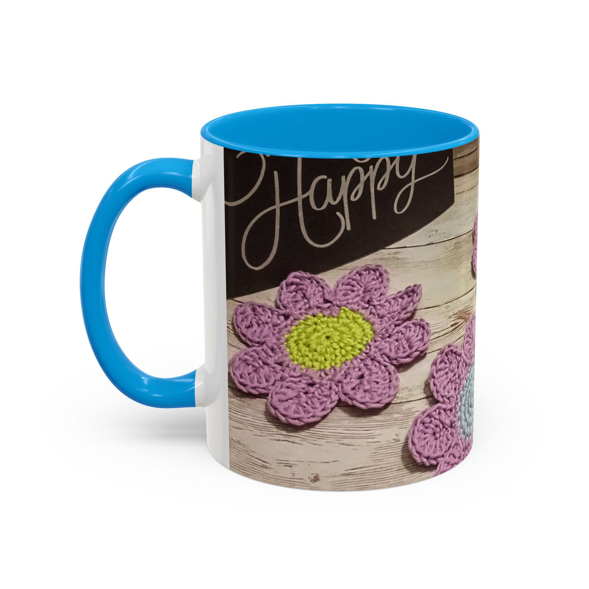 Crochet Flower Mug — Colorful Handmade Floral 11oz/15oz Coffee Cup