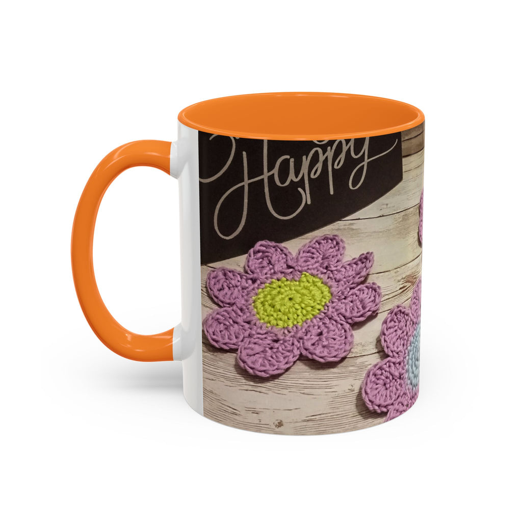 Crochet Flower Mug — Colorful Handmade Floral 11oz/15oz Coffee Cup
