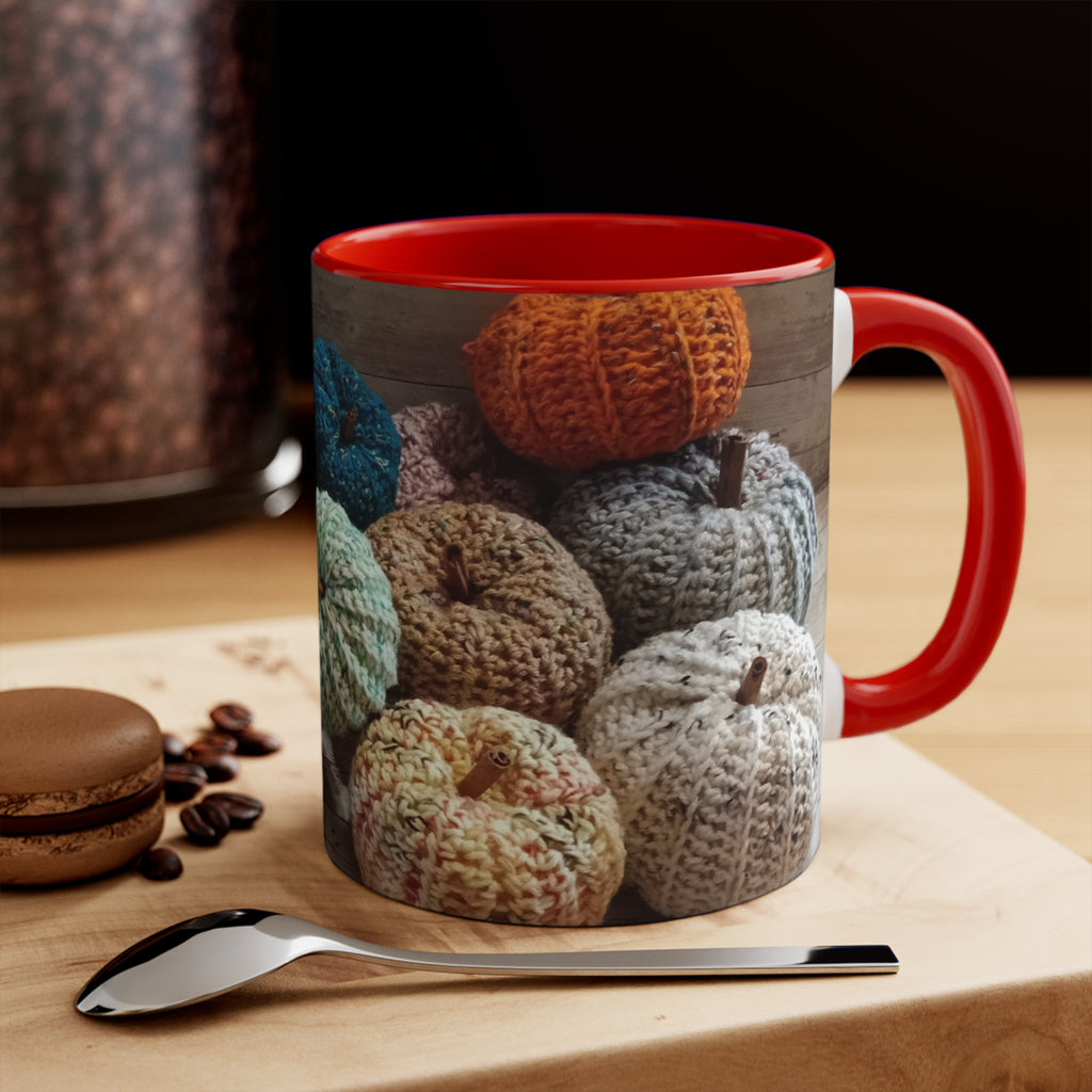 Crocheted Pumpkin Accent Mug — Cozy Fall Coffee Cup