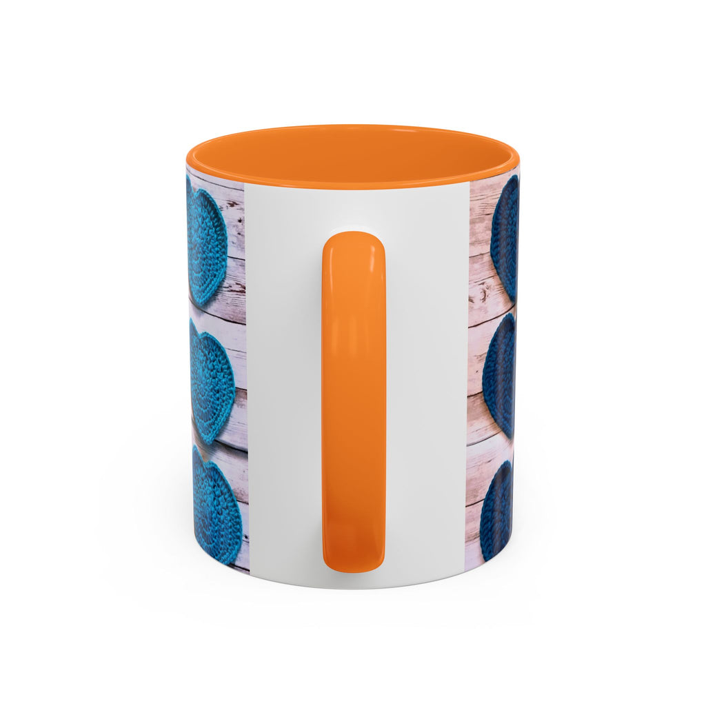 Blue Crochet Heart Mug — Colorful 11oz/15oz Ceramic Coffee Cup