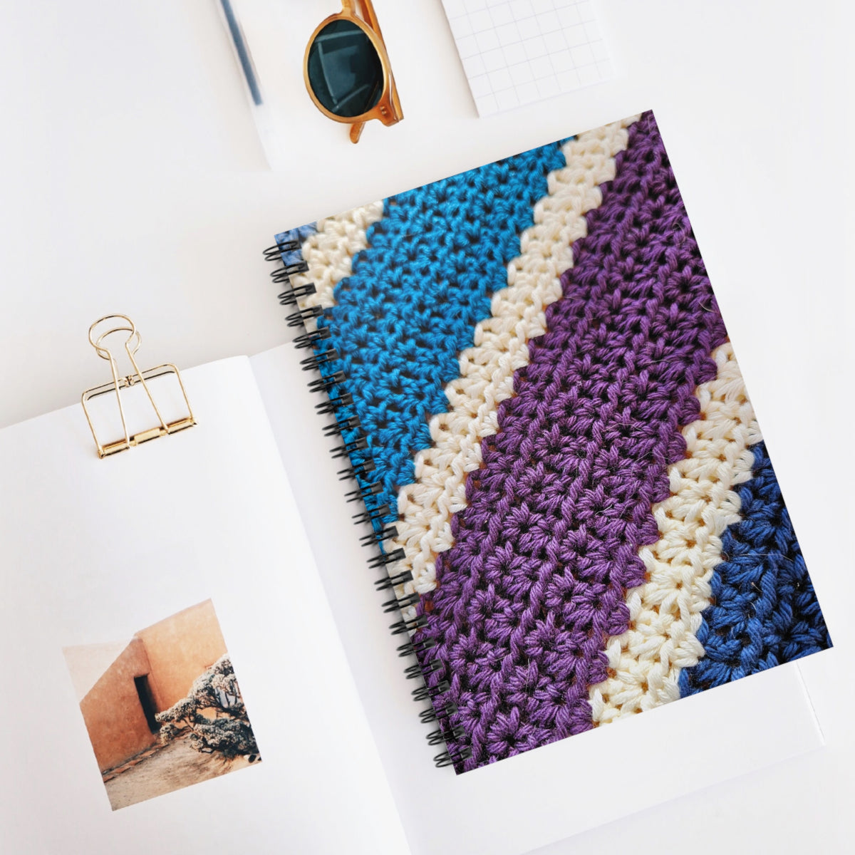 Crocheted Stripe Spiral Notebook — Ruled Journal for Crocheters & Crafters