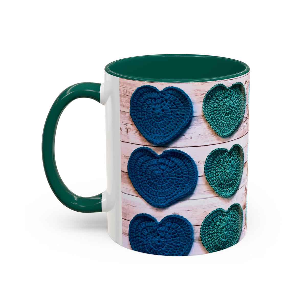 Blue Crochet Heart Mug — Colorful 11oz/15oz Ceramic Coffee Cup