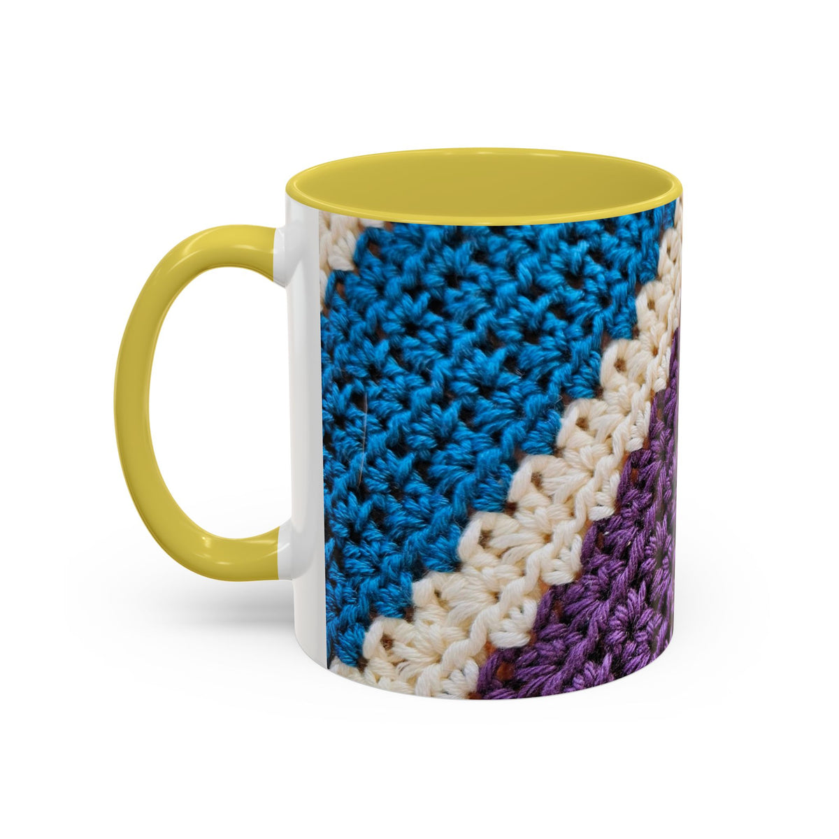 Cozy Crochet Pattern Coffee Mug — Colorful 11oz & 15oz Ceramic