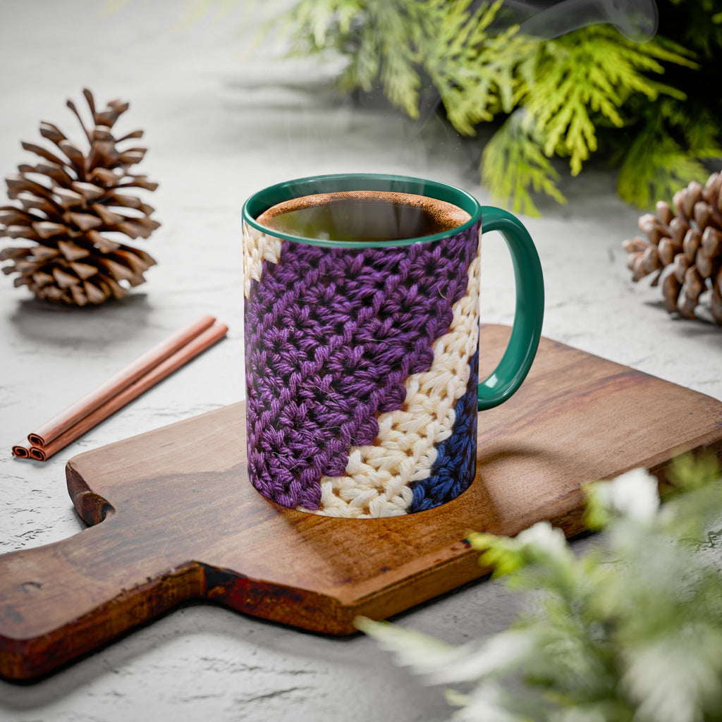 Cozy Crochet Pattern Coffee Mug — Colorful 11oz & 15oz Ceramic