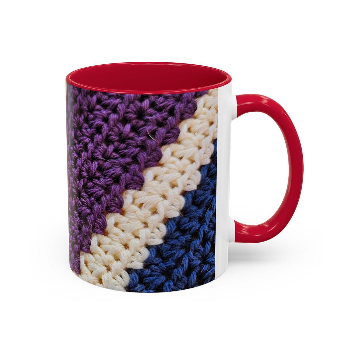 Cozy Crochet Pattern Coffee Mug — Colorful 11oz & 15oz Ceramic