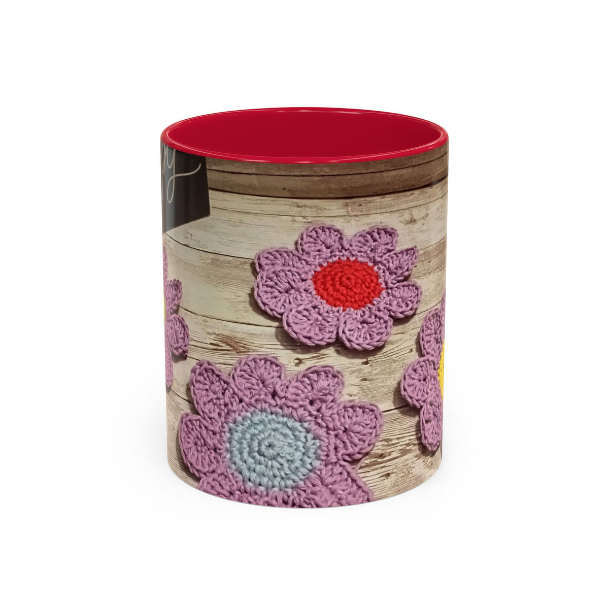 Crochet Flower Mug — Colorful Handmade Floral 11oz/15oz Coffee Cup