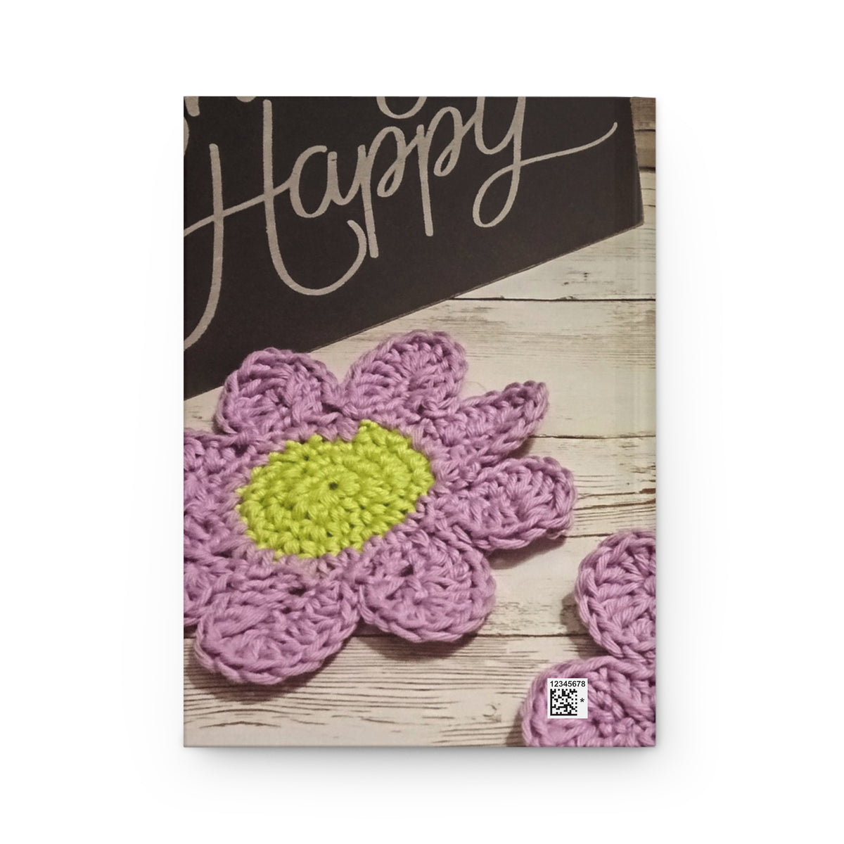 Crochet Flower Hardcover Journal — Lined Notebook with Pink Daisy Design