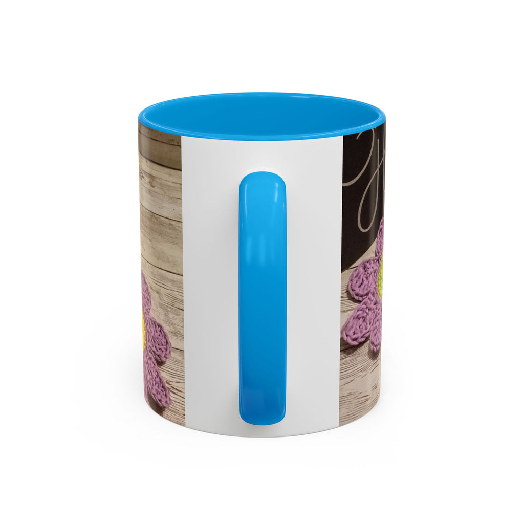 Crochet Flower Mug — Colorful Handmade Floral 11oz/15oz Coffee Cup