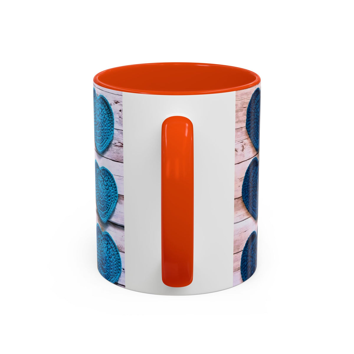 Blue Crochet Heart Mug — Colorful 11oz/15oz Ceramic Coffee Cup