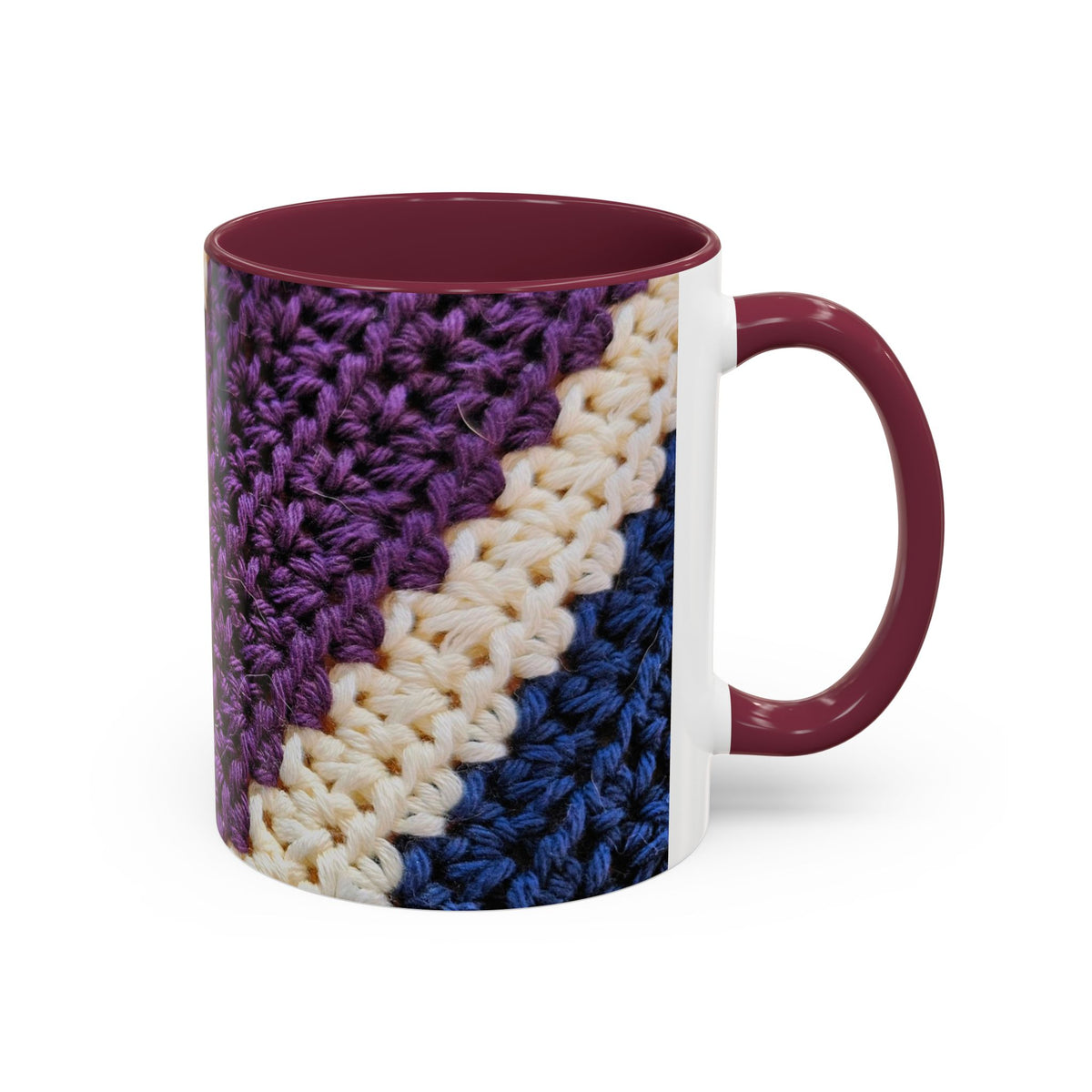 Cozy Crochet Pattern Coffee Mug — Colorful 11oz & 15oz Ceramic