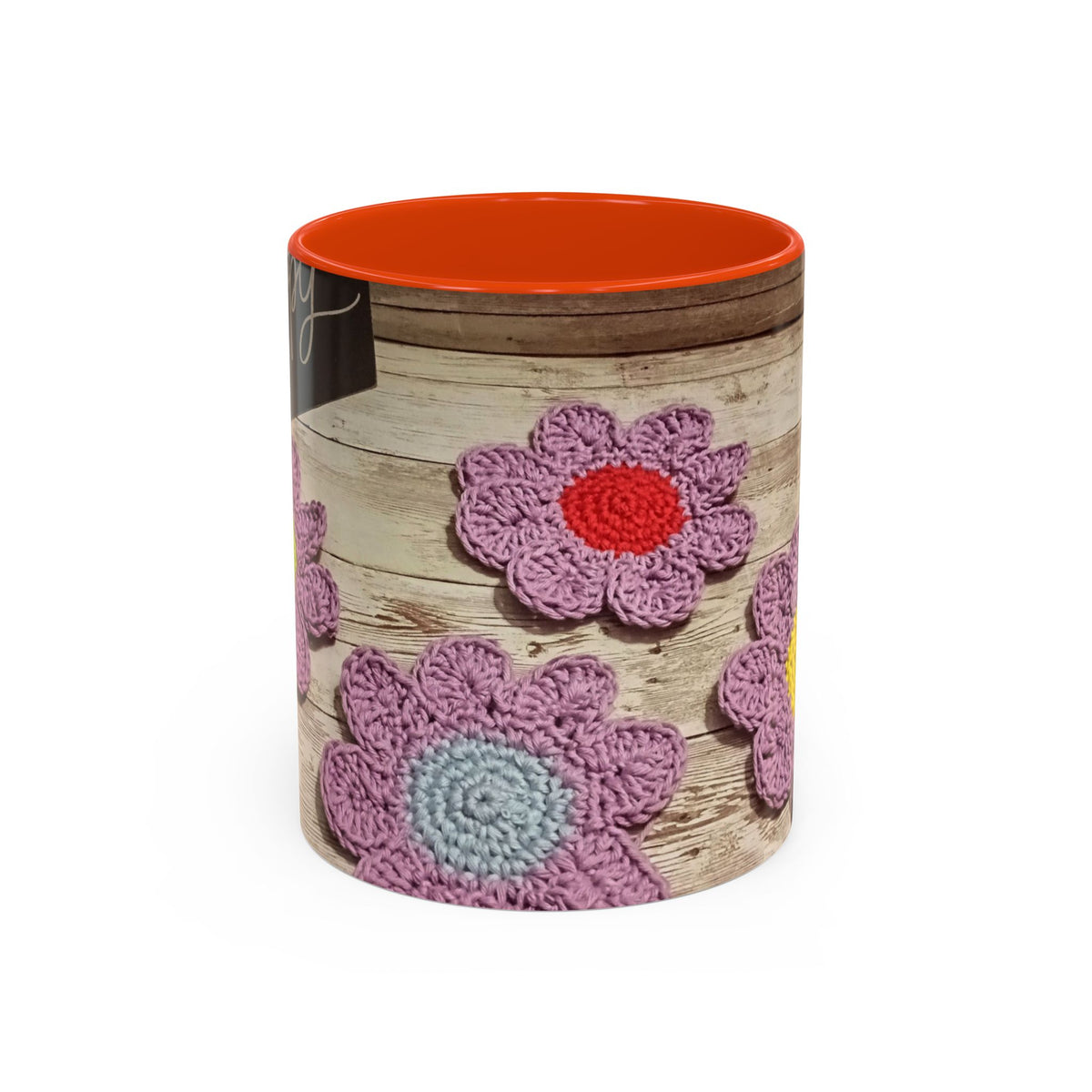 Crochet Flower Mug — Colorful Handmade Floral 11oz/15oz Coffee Cup