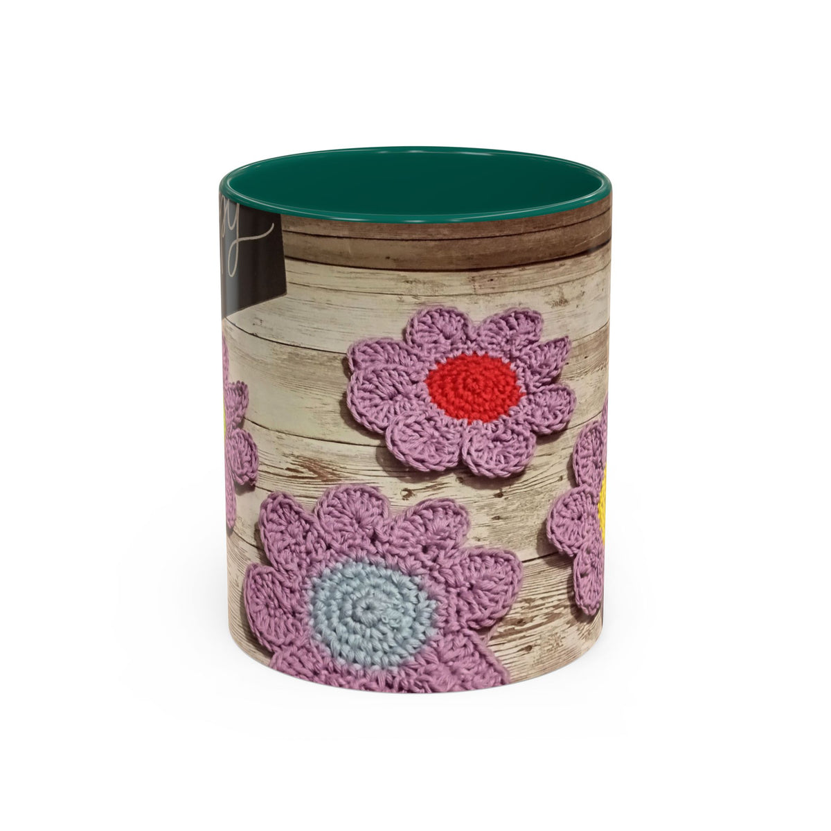 Crochet Flower Mug — Colorful Handmade Floral 11oz/15oz Coffee Cup