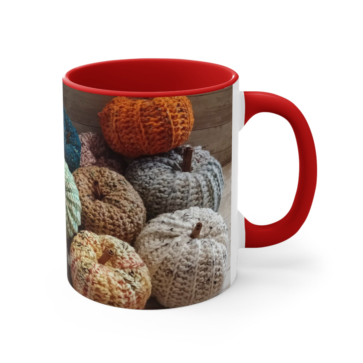 Crocheted Pumpkin Accent Mug — Cozy Fall Coffee Cup